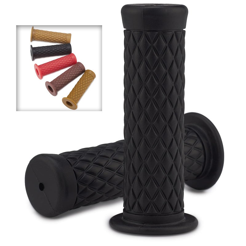 DKMOTORK 0031 Motorcycle Handlebar Grips for 7/8" Handlebars 22mm/24mm Non Slip Universal Black(Not fit for Bicycle) - Image 1